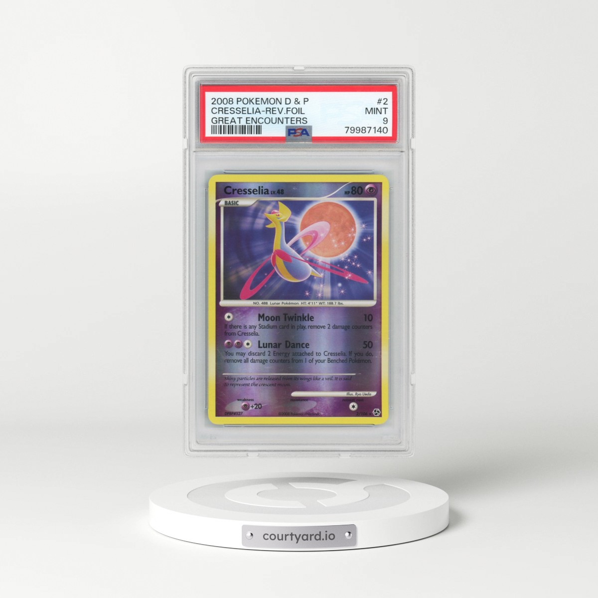 2008 Pokémon Diamond & Pearl Great Encounters #2 Cresselia - Reverse Foil (PSA 9 MINT)