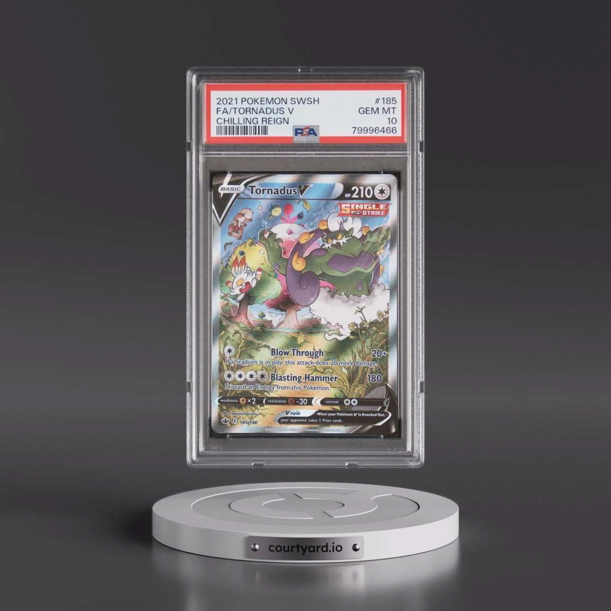 2021 Pokémon Sword & Shield Chilling Reign #185 Tornadus V - Holo Full Art (PSA 10 GEM MINT)