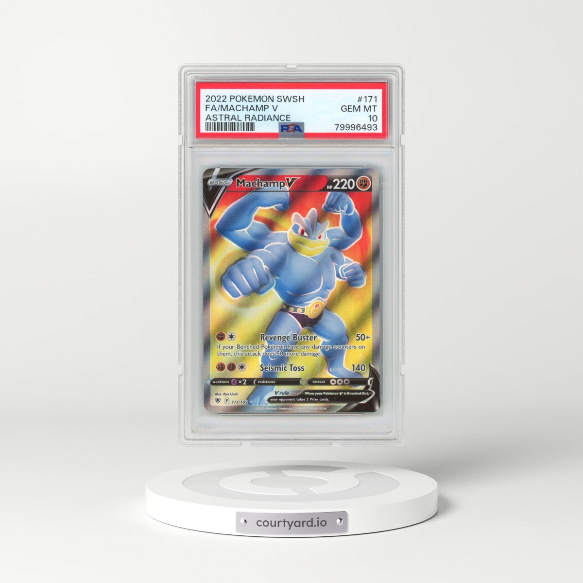 2022 Pokémon Sword & Shield Astral Radiance #171 Machamp V - Holo Full Art (PSA 10 GEM MINT)