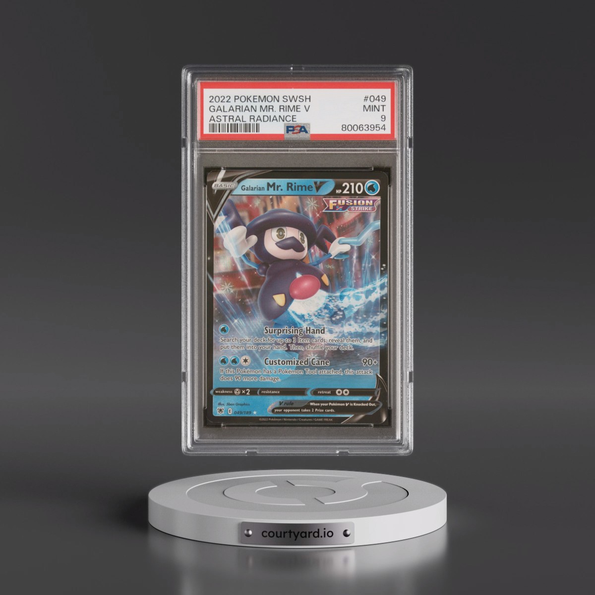 2022 Pokémon Sword & Shield Astral Radiance #049 Galarian Mr. Rime V - Holo (PSA 9 MINT)