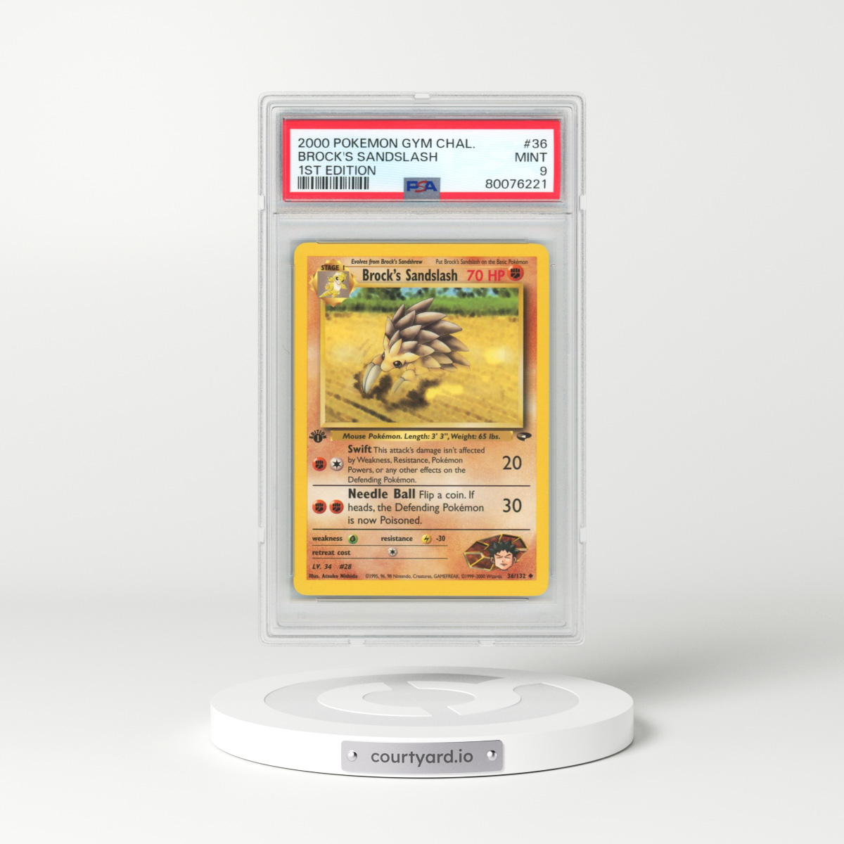 2000 Pokémon Gym Challenge #36 Brock's Sandslash - 1st Edition (PSA 9 MINT)