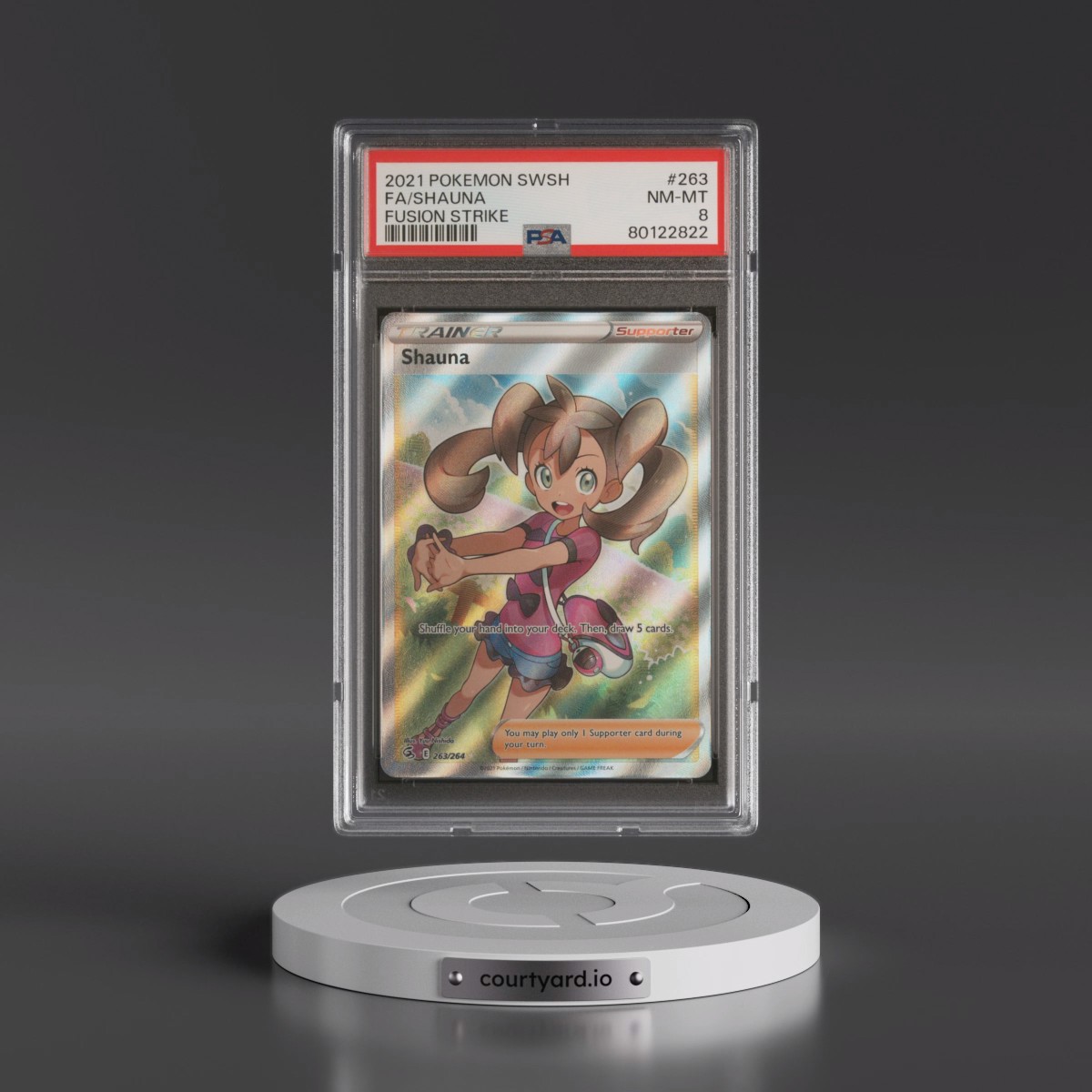 2021 Pokémon Sword & Shield Fusion Strike #263 Shauna - Full Art (PSA 8 NM-MT)