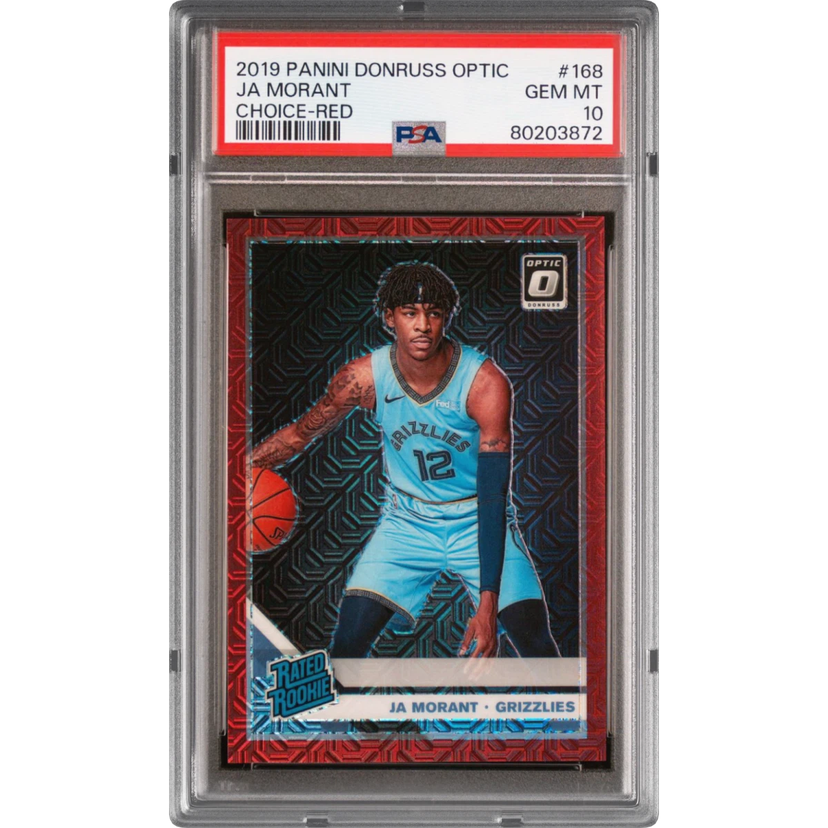2019 Panini Donruss Optic #168 Ja Morant - Choice-Red (PSA 10 GEM MINT)