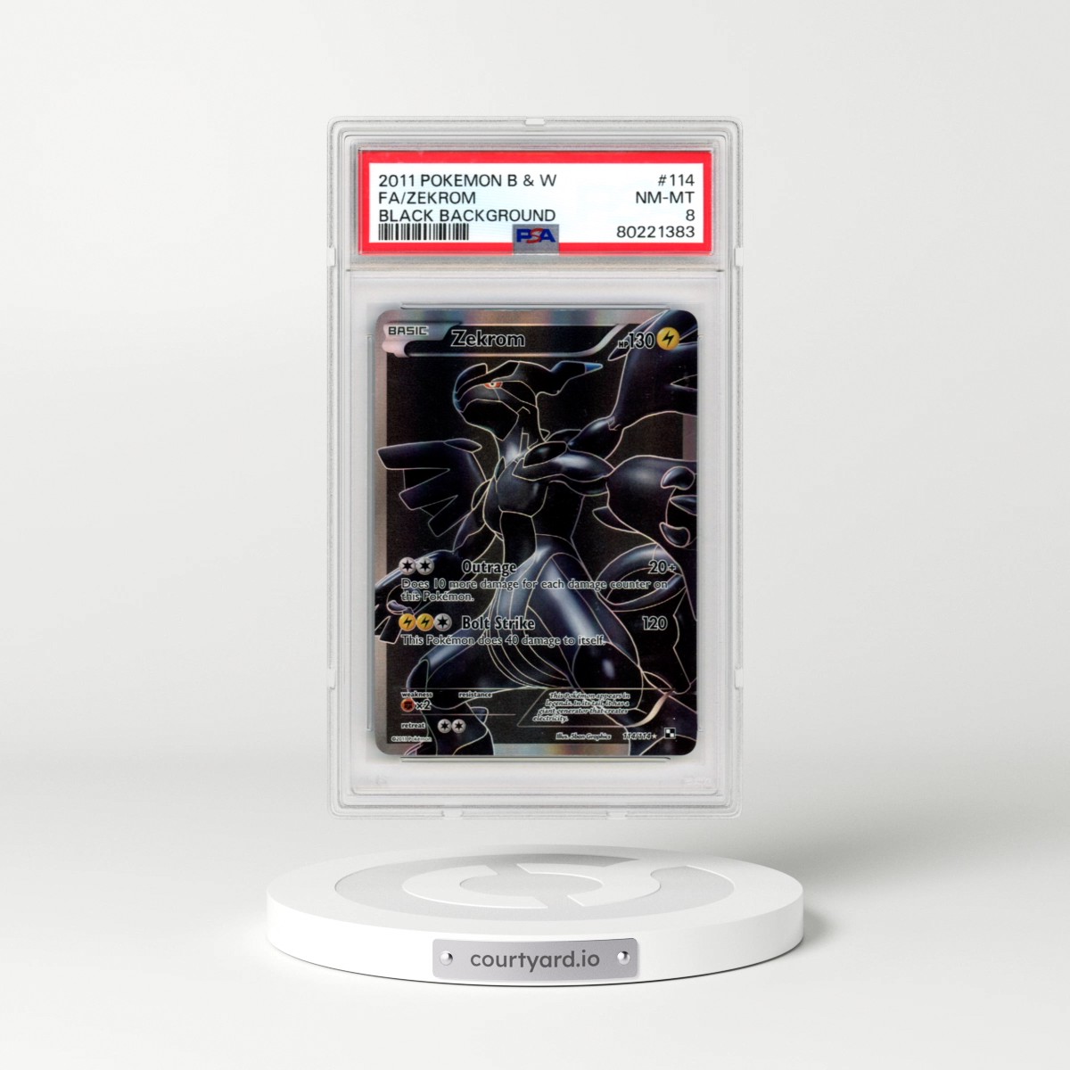 2011 Pokémon Black & White #114 Zekrom - Full Art Black Background (PSA 8 NM-MT)