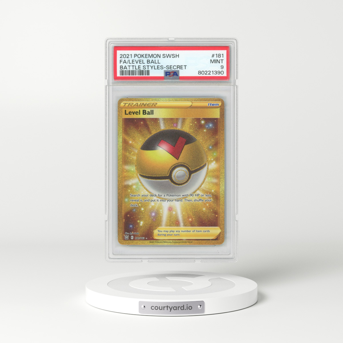 2021 Pokémon Sword & Shield Battle Styles #181 Level Ball - Full Art Secret (PSA 9 MINT)