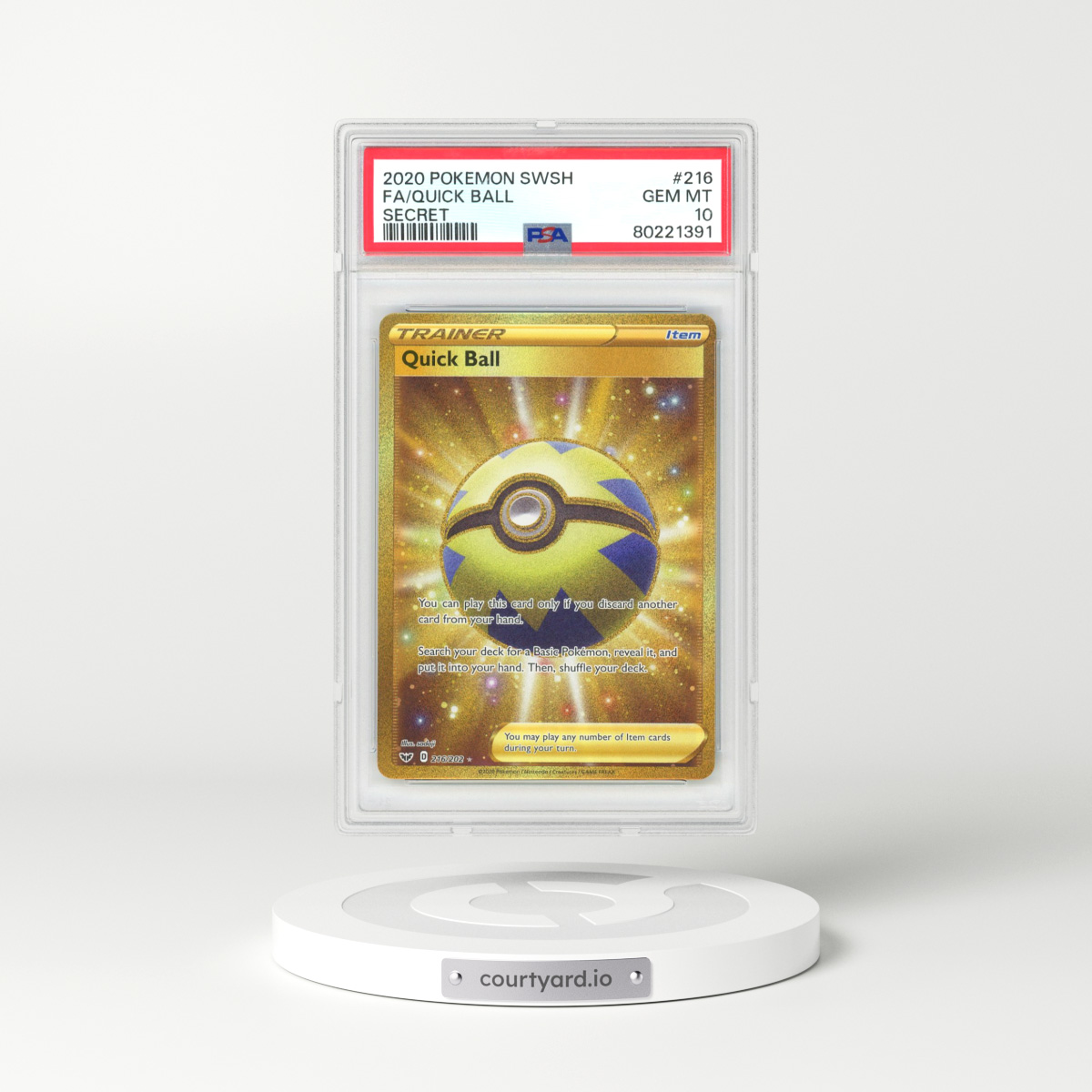 2020 Sword & Shield #216 Quick Ball - Secret (PSA 10 GEM MINT)