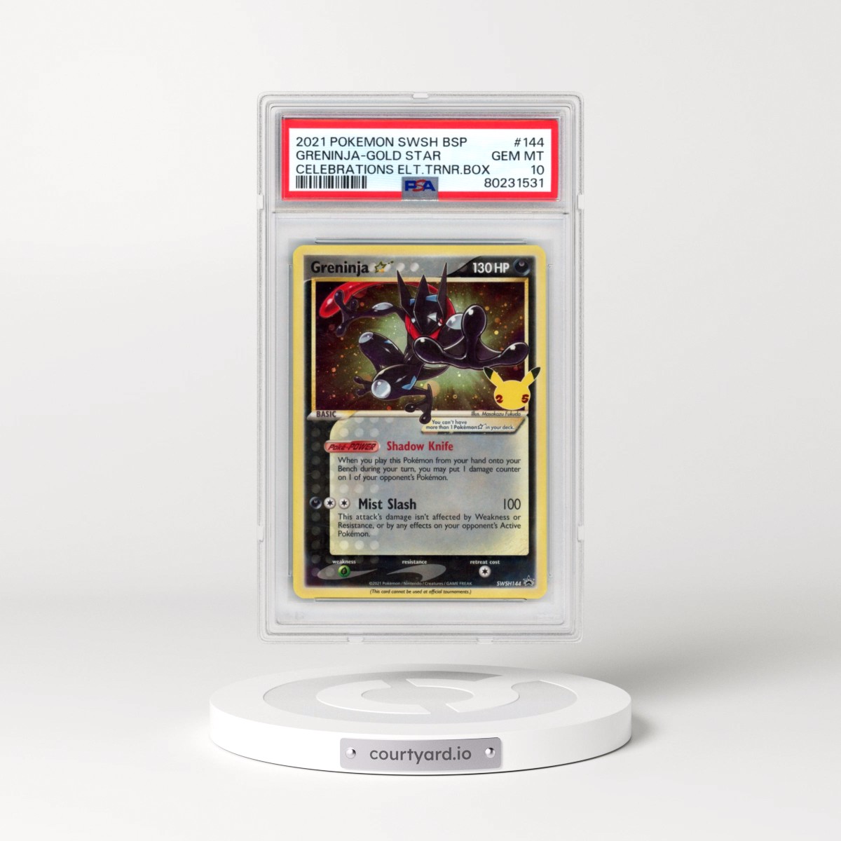 2021 Pokémon Swsh Black Star Promo #144 Greninja-Gold Star - Celebrations Elite Trainer Box (PSA 10 GEM MINT)