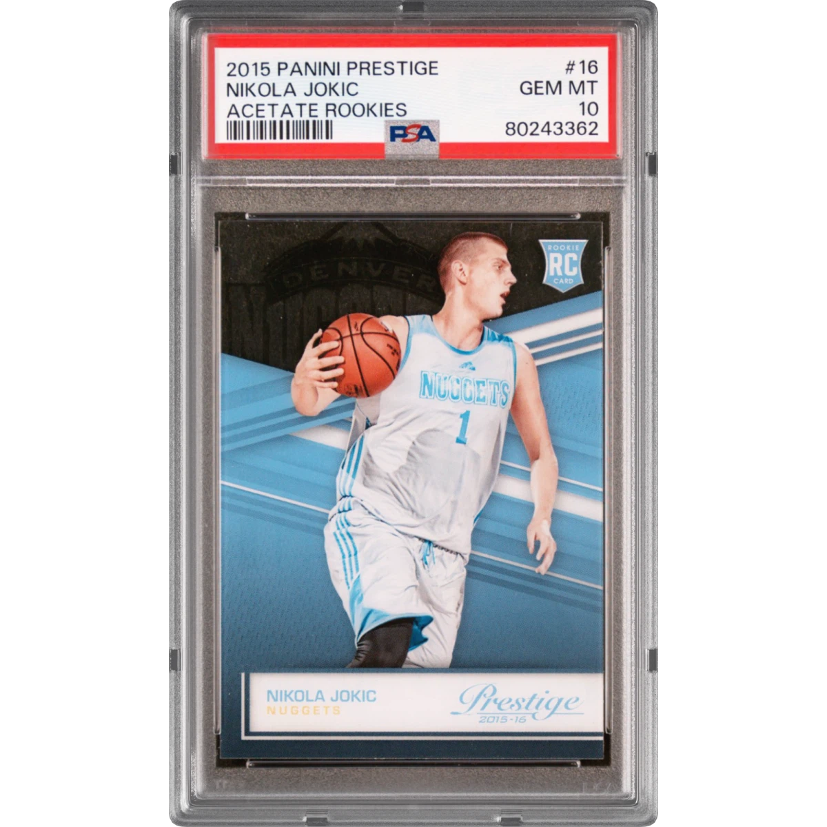 2015 Panini Prestige Acetate Rookies #16 Nikola Jokic, PSA 10