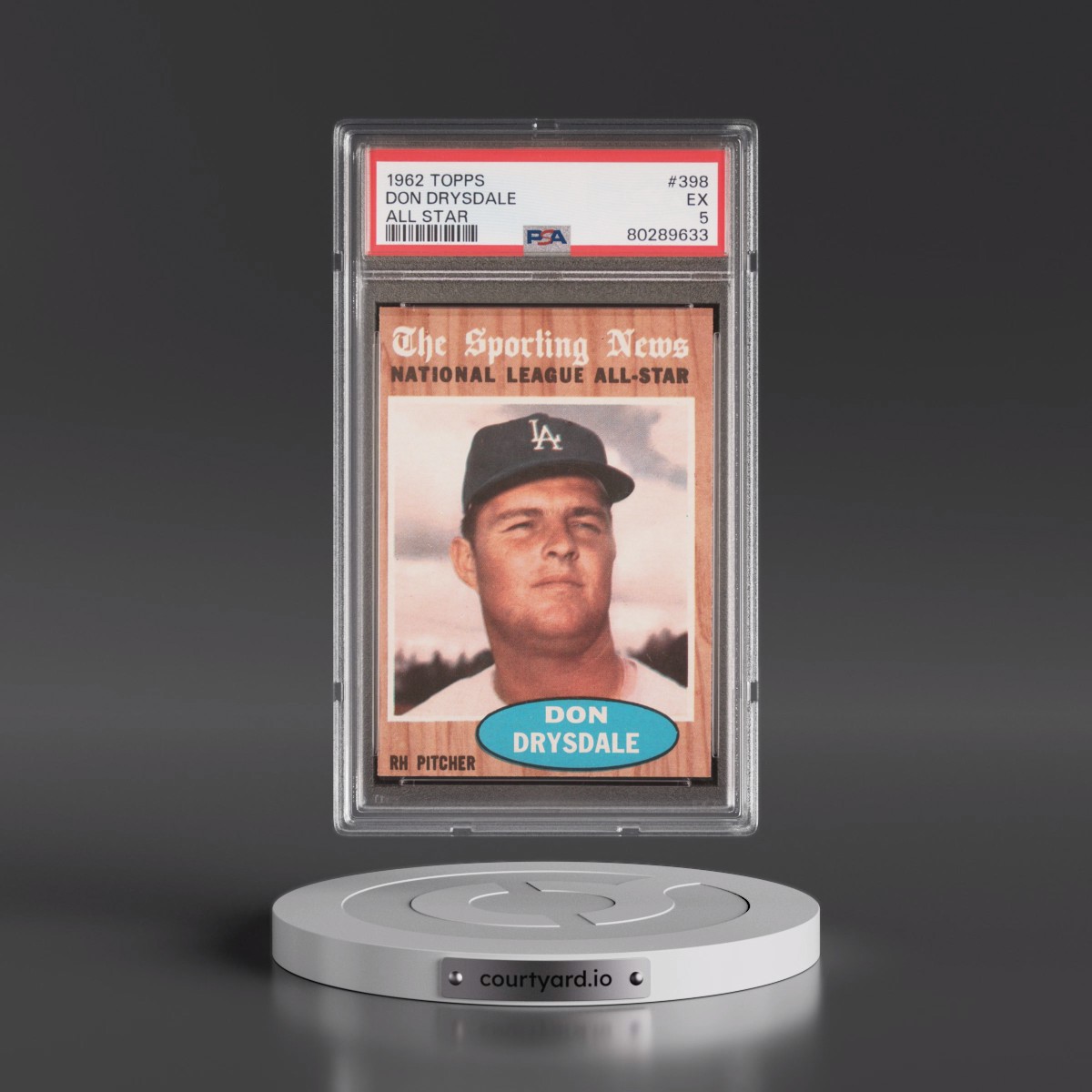 1962 Topps #398 Don Drysdale - All Star (PSA 5 EX)