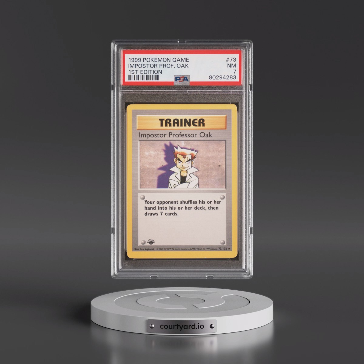 1999 Pokémon Game #73 Impostor Professor Oak - 1st Edition (PSA 7 NM)