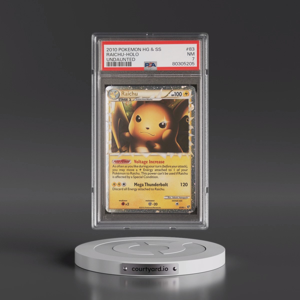 2010 Pokémon Heartgold & Soulsilver Undaunted #83 Raichu - Holo (PSA 7 NM)