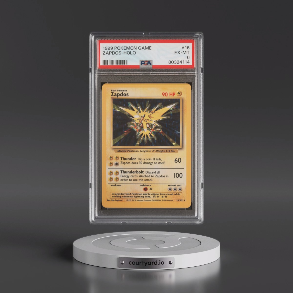 1999 Pokémon Game #16 Zapdos - Holo (PSA 6 EX-MT)