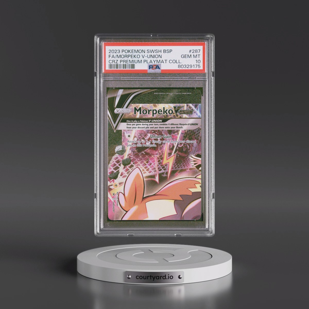 2023 Pokémon Swsh Black Star Promo #287 Morpeko V-Union - Full Art Crown Zenith Premium Playmat Collection-Morpeko V-Union (PSA 10 GEM MINT)