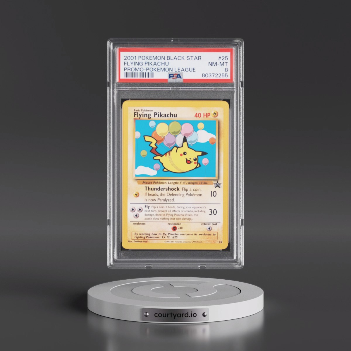2001 Pokémon Promo Black Star #25 Flying Pikachu - Pokemon League (PSA 8 NM-MT)