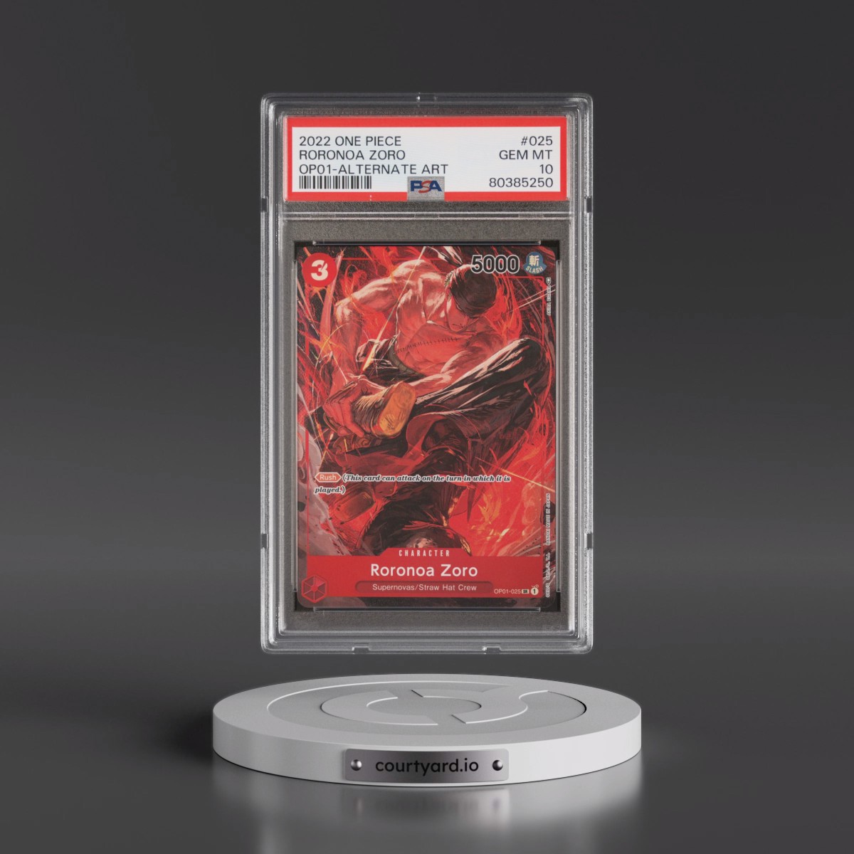 2022 One Piece OP01-Romance Dawn #025 Roronoa Zoro - Alternate Art (PSA 10 GEM MINT)