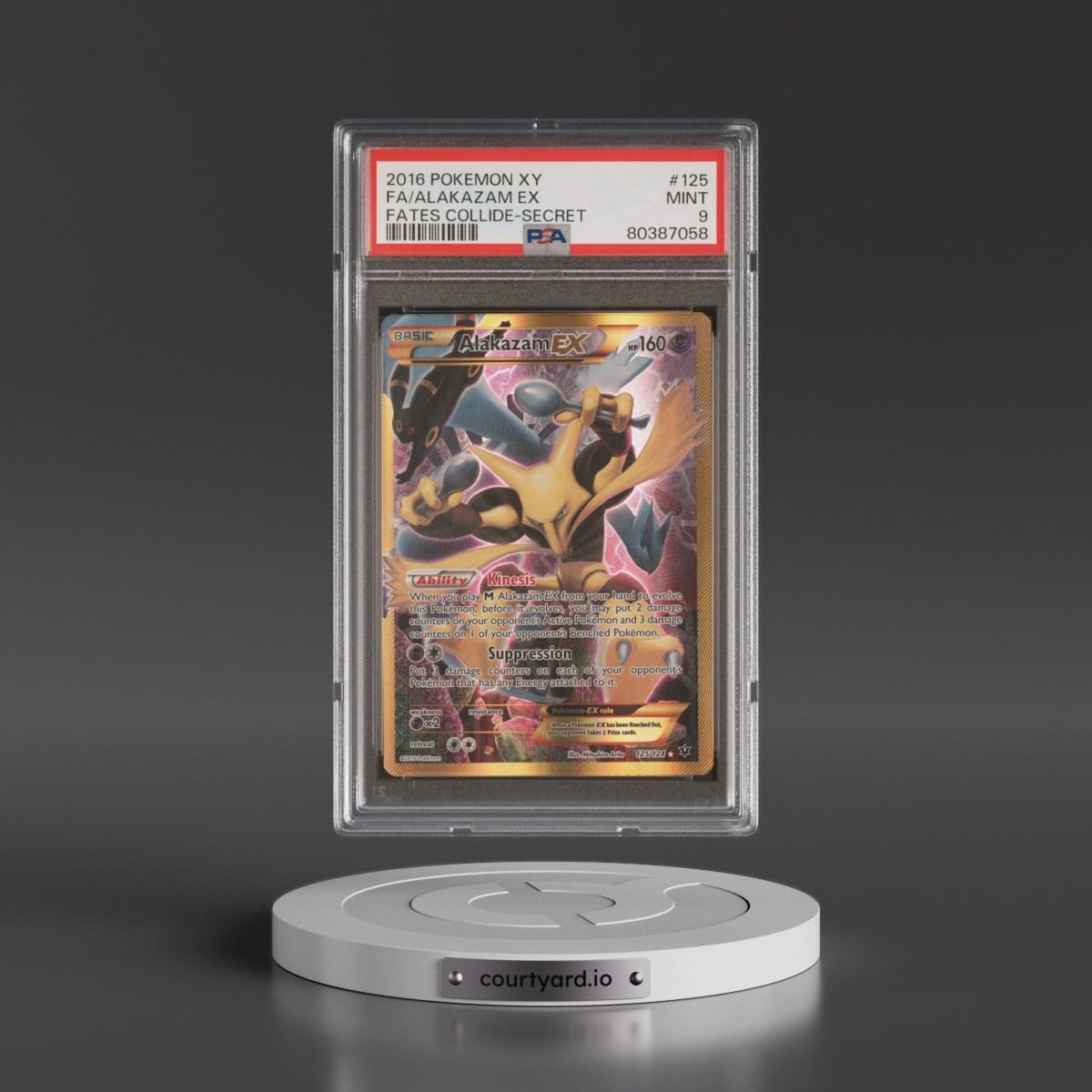 2016 Pokémon XY Fates Collide #125 Alakazam EX - Holo Full Art Secret (PSA 9 MINT)