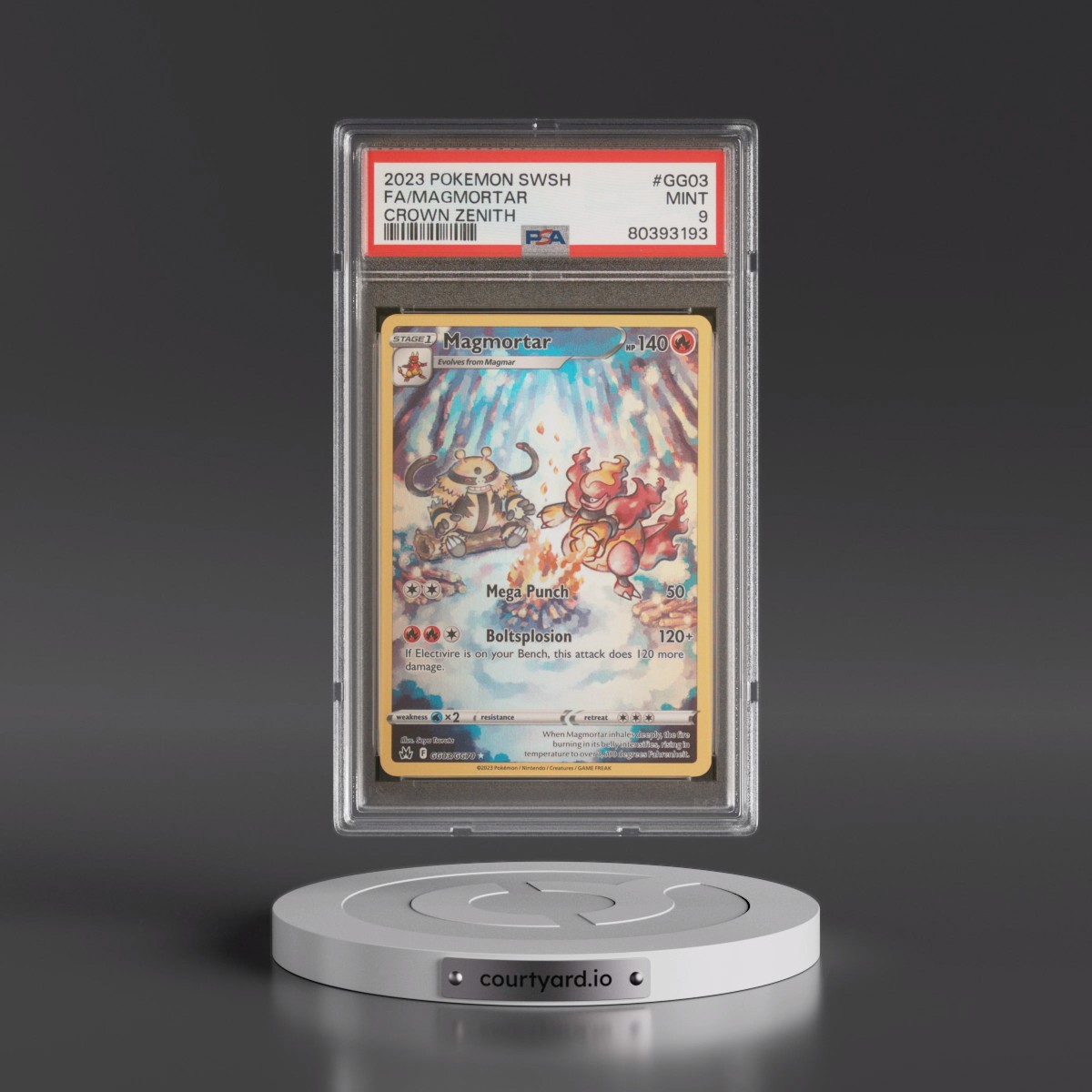 2023 Pokémon Sword and Shield Crown Zenith #GG03 Magmortar - Full Art (PSA 9 MINT)