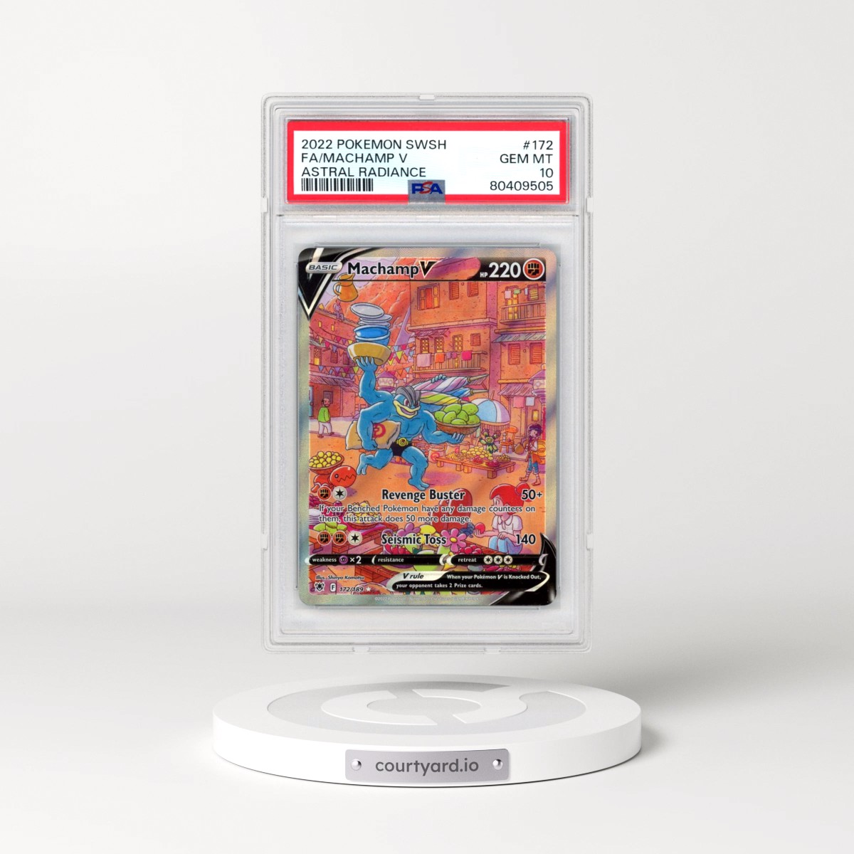 2022 Pokémon Sword & Shield Astral Radiance #172 Machamp V - Holo Full Art (PSA 10 GEM MINT)