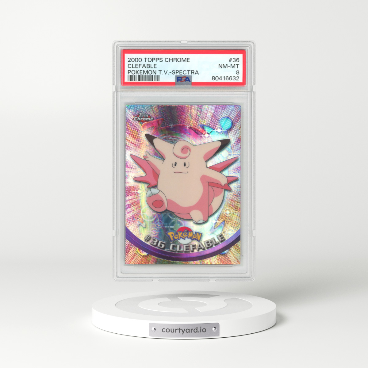 2000 Topps Chrome Pokemon T.V. #36 Clefable - Full Art Holo Spectra (PSA 8 NM-MT)