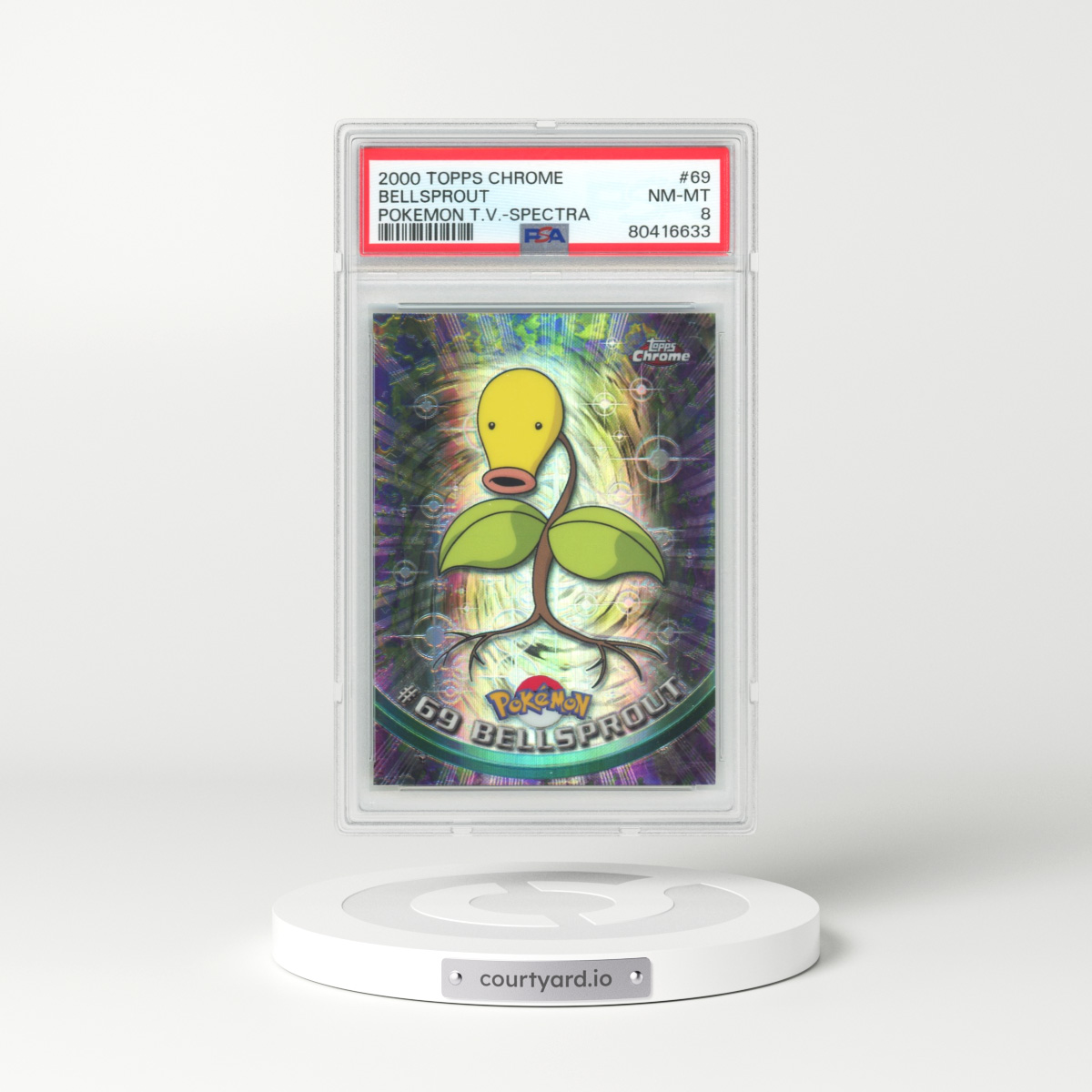 2000 Topps Chrome Pokemon T.V. #69 Bellsprout - Full Art Holo Spectra (PSA 8 NM-MT)
