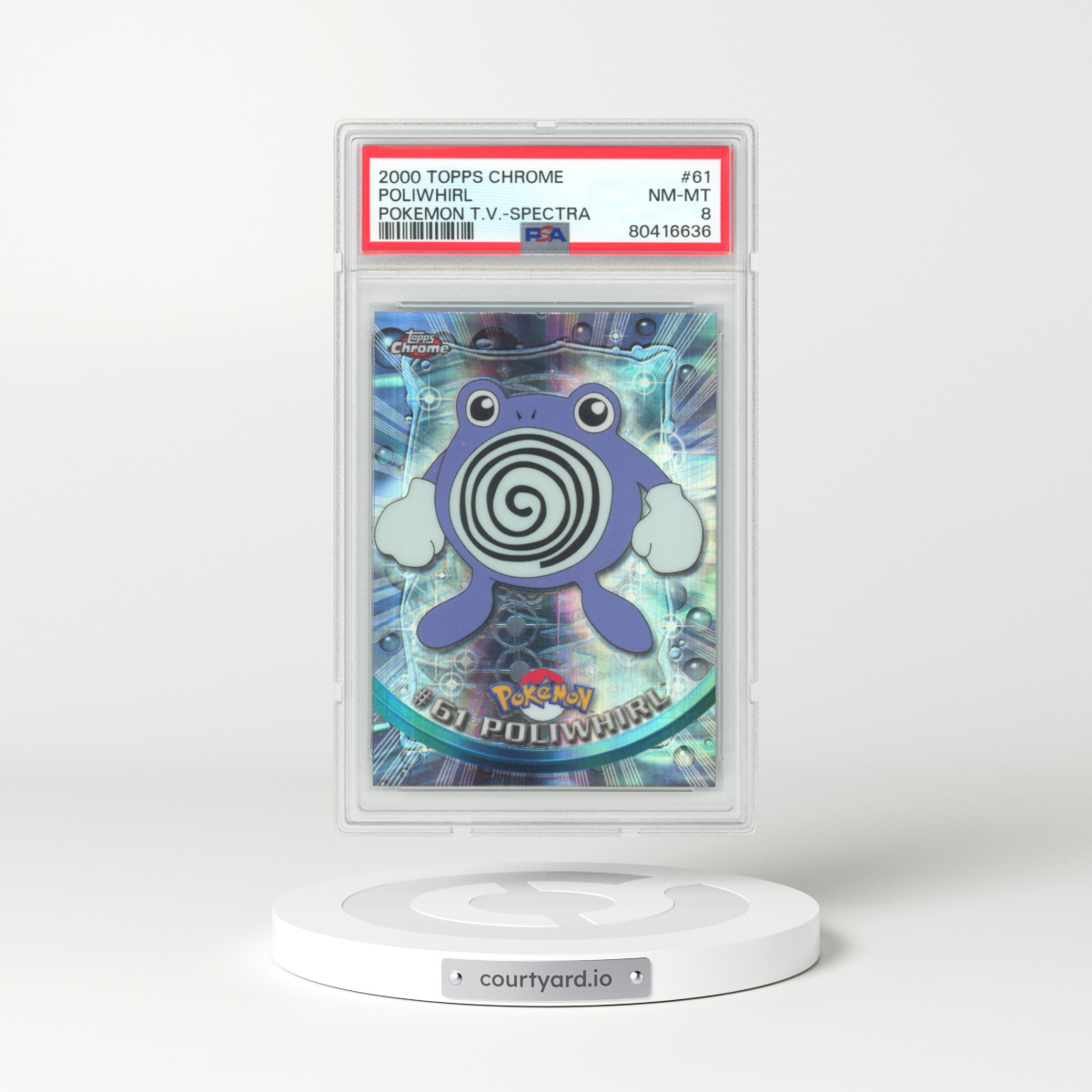 2000 Topps Chrome Pokemon T.V. #61 Poliwhirl - Full Art Holo Spectra (PSA 8 NM-MT)