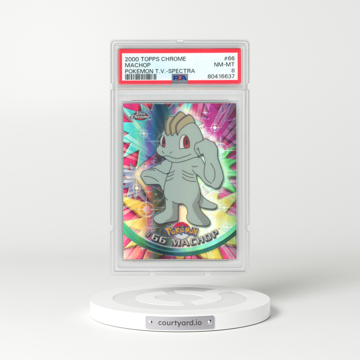 2000 Topps Chrome Pokemon T.V. #66 Machop (PSA 8 NM-MT)