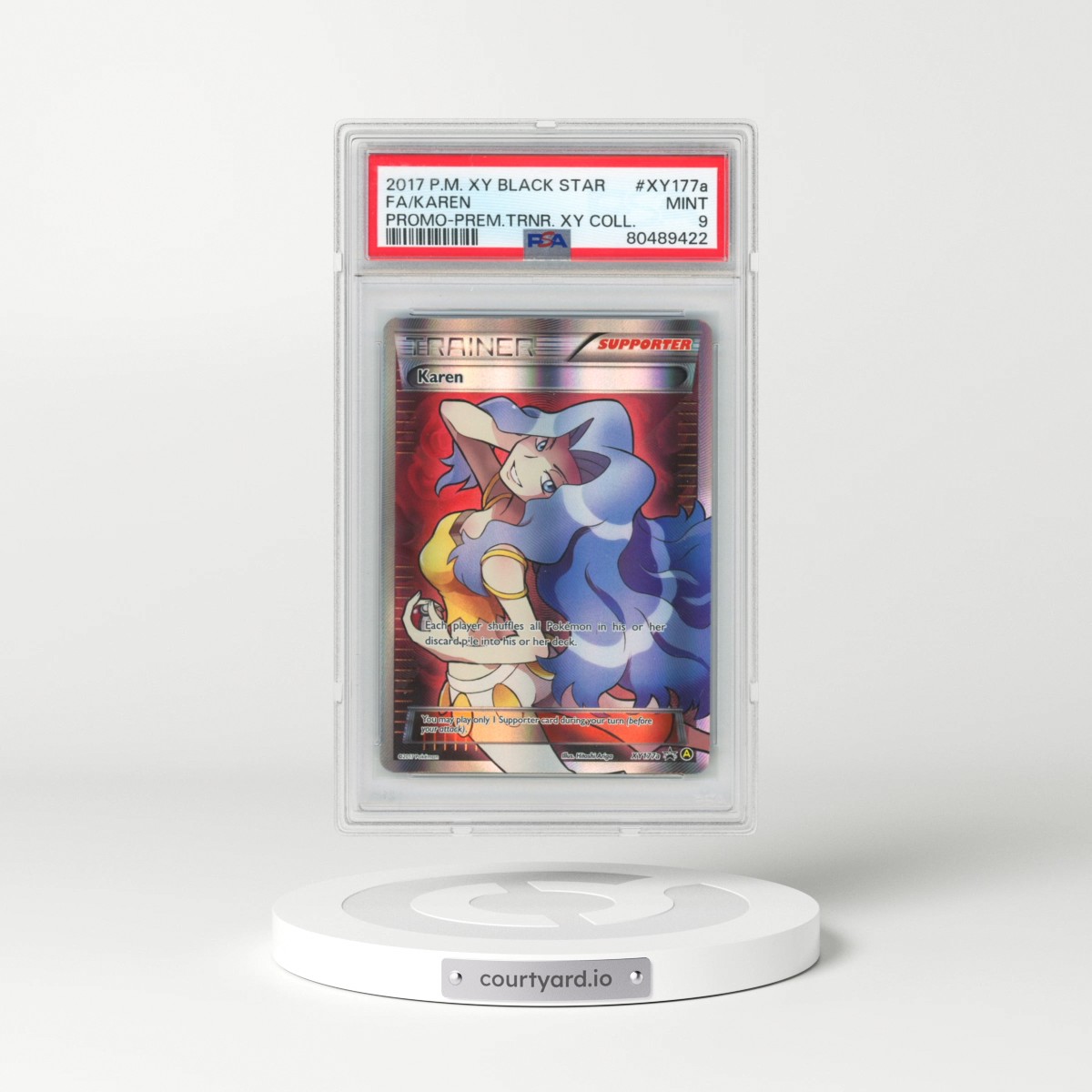 2017 Pokémon XY Black Star Promo #XY177a Karen - Full Art Premium Trainer XY Collection (PSA 9 MINT)