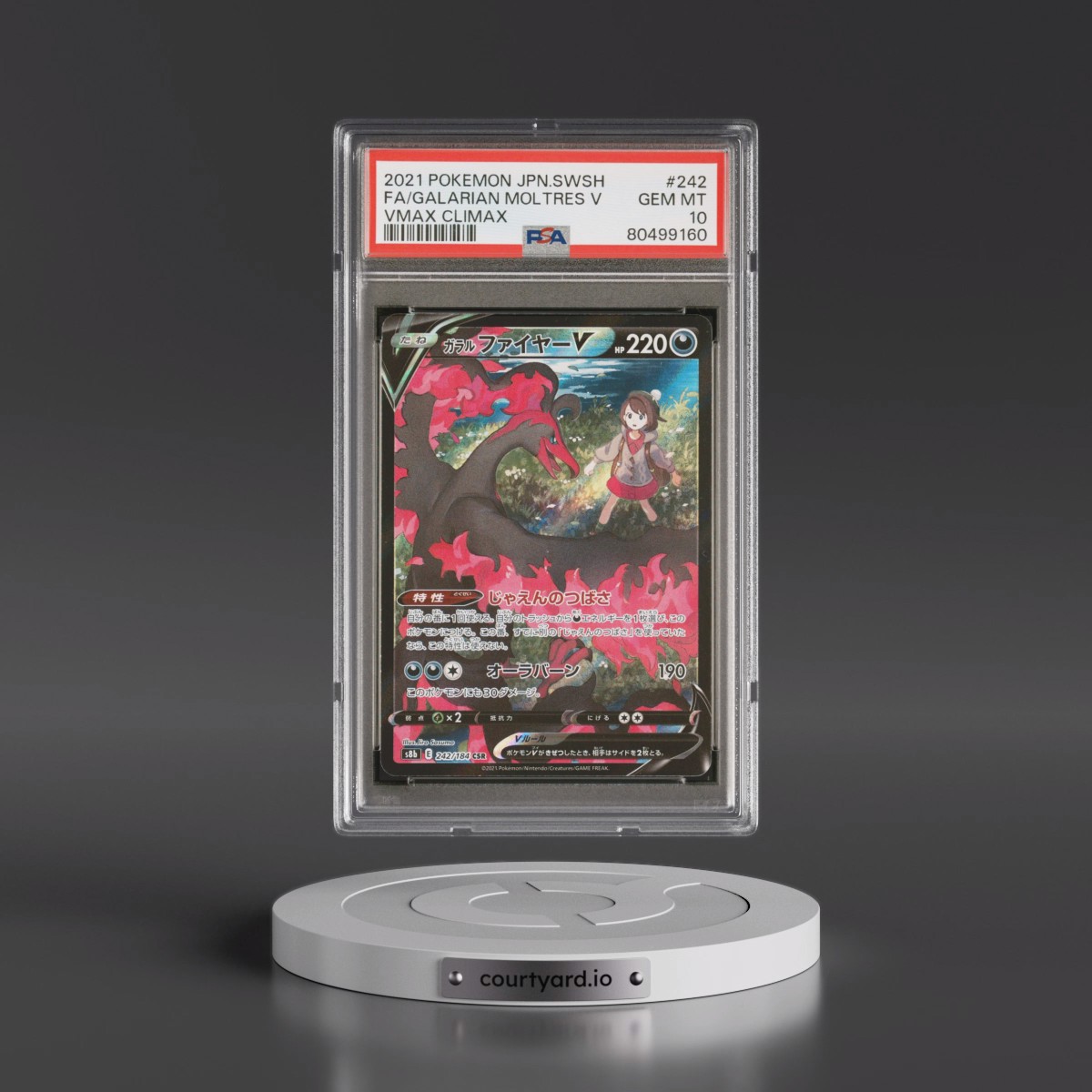 2021 Pokémon Sword & Shield Vmax Climax #242 Galarian Moltres V - Holo Full Art (PSA 10 GEM MINT)