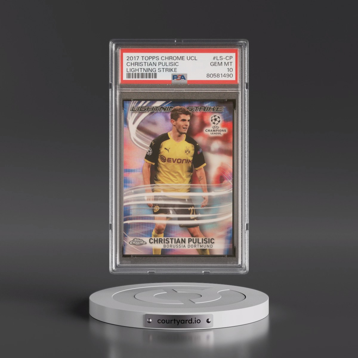 2017 Topps Chrome UEFA Champions League Lightning Strike #LS-CP Christian Pulisic (PSA 10 GEM MINT)