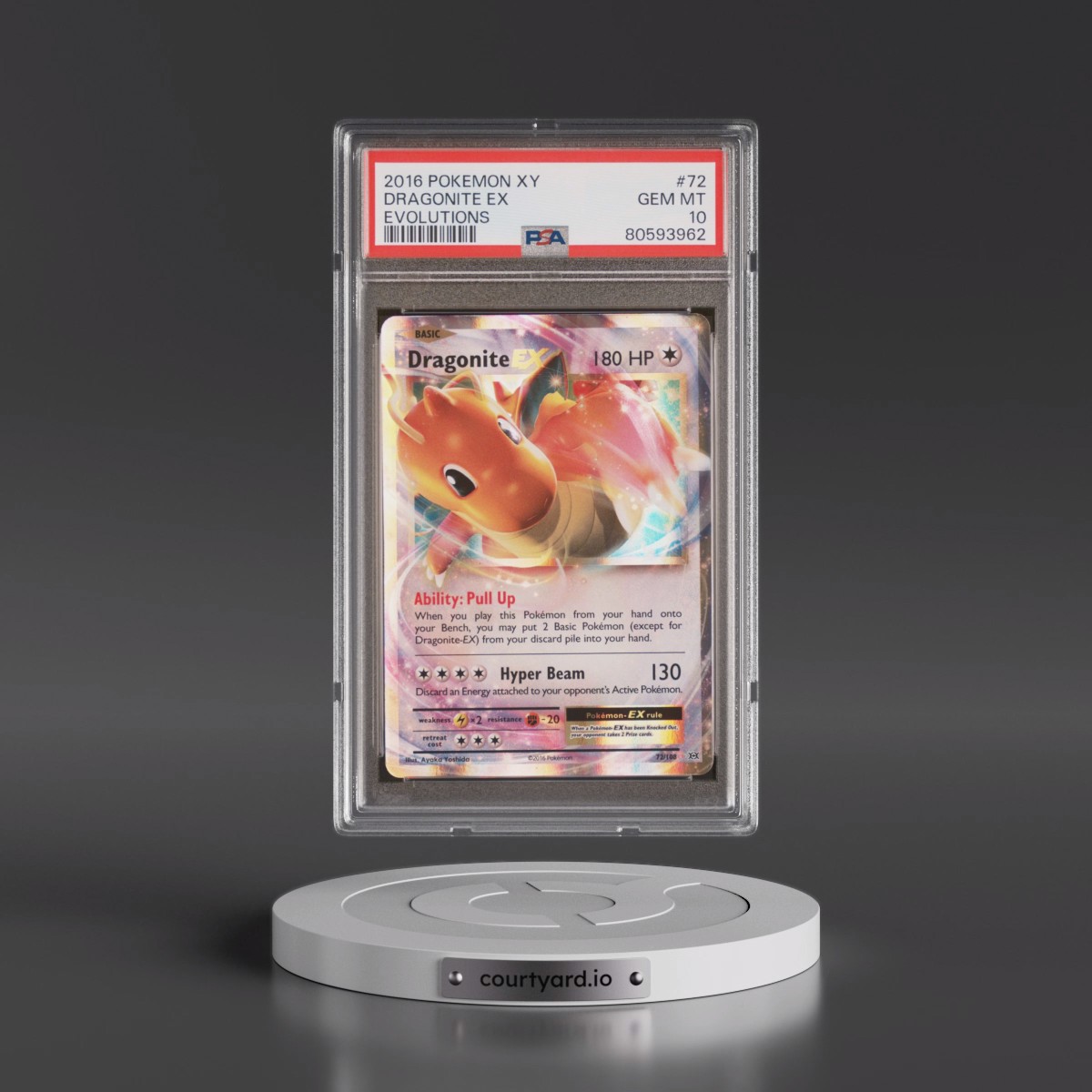 2016 Pokémon XY Evolutions #72 Dragonite EX - Holo (PSA 10 GEM MINT)