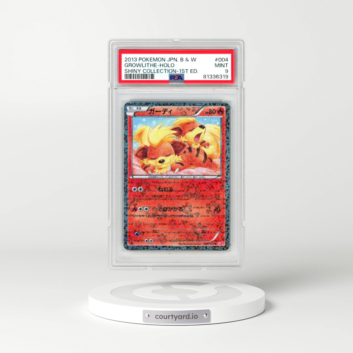 2013 Pokémon Black & White Shiny Collection #004 Growlithe - 1st Edition Holo (PSA 9 MINT)