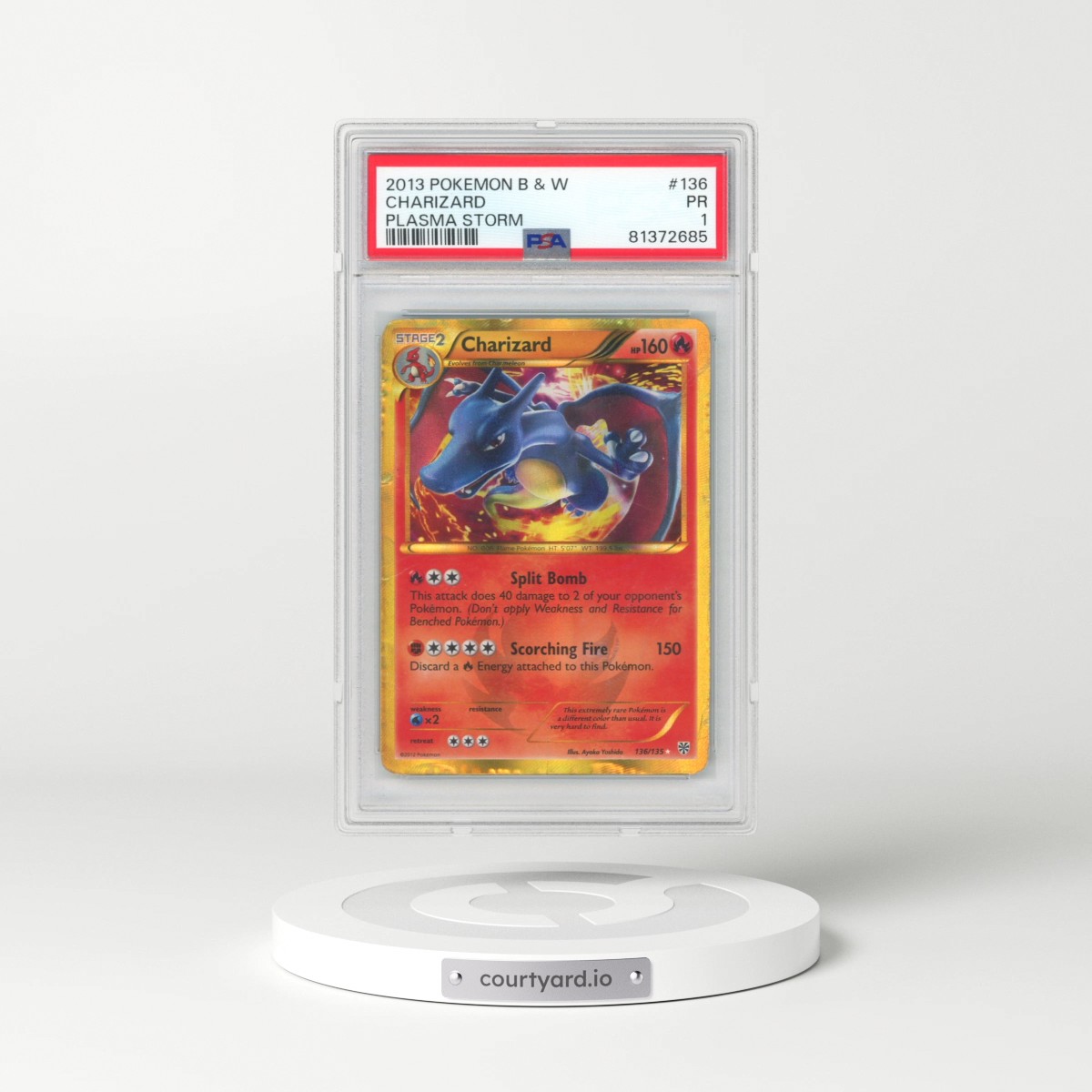 2013 Pokémon Black & White Plasma Storm #136 Charizard (PSA 1 PR)