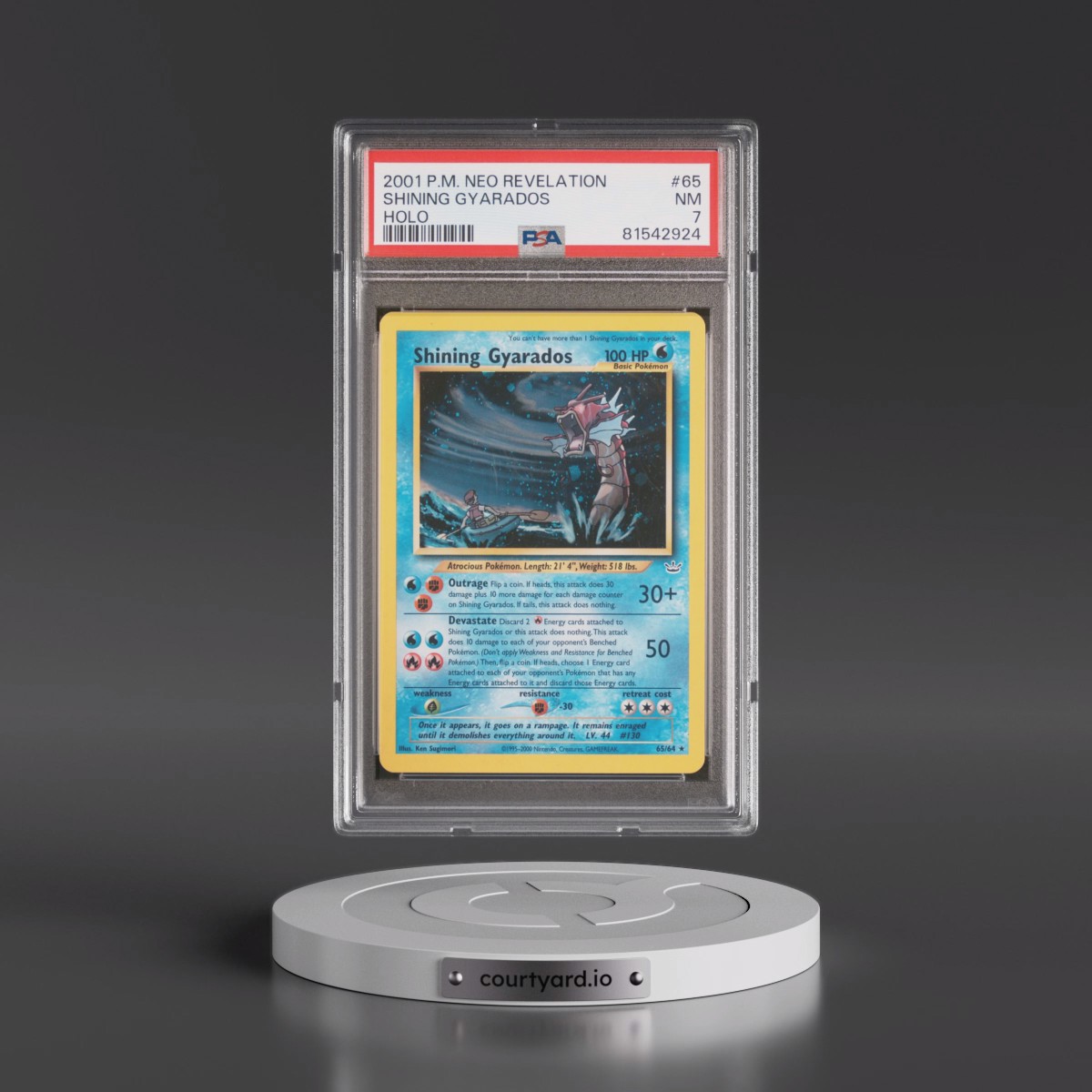 2001 Pokémon Neo Revelation #65 Shining Gyarados - Holo Holo (PSA 7 NM)