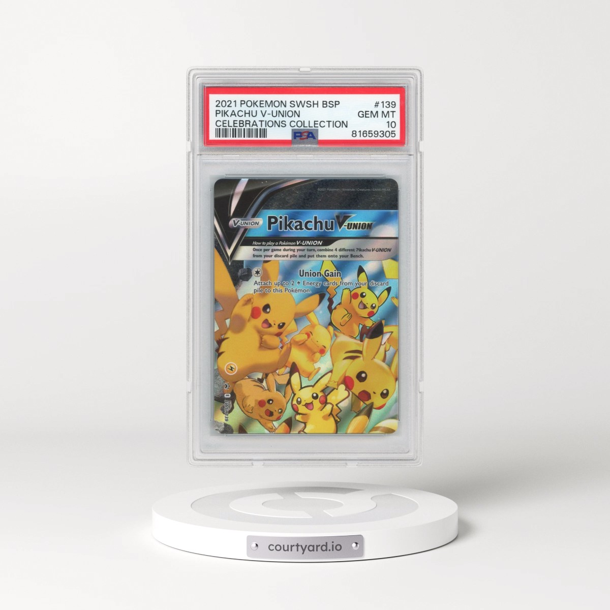 2021 Pokémon Swsh Black Star Promo #139 Pikachu V-Union - Celebrations Collection (PSA 10 GEM MINT)