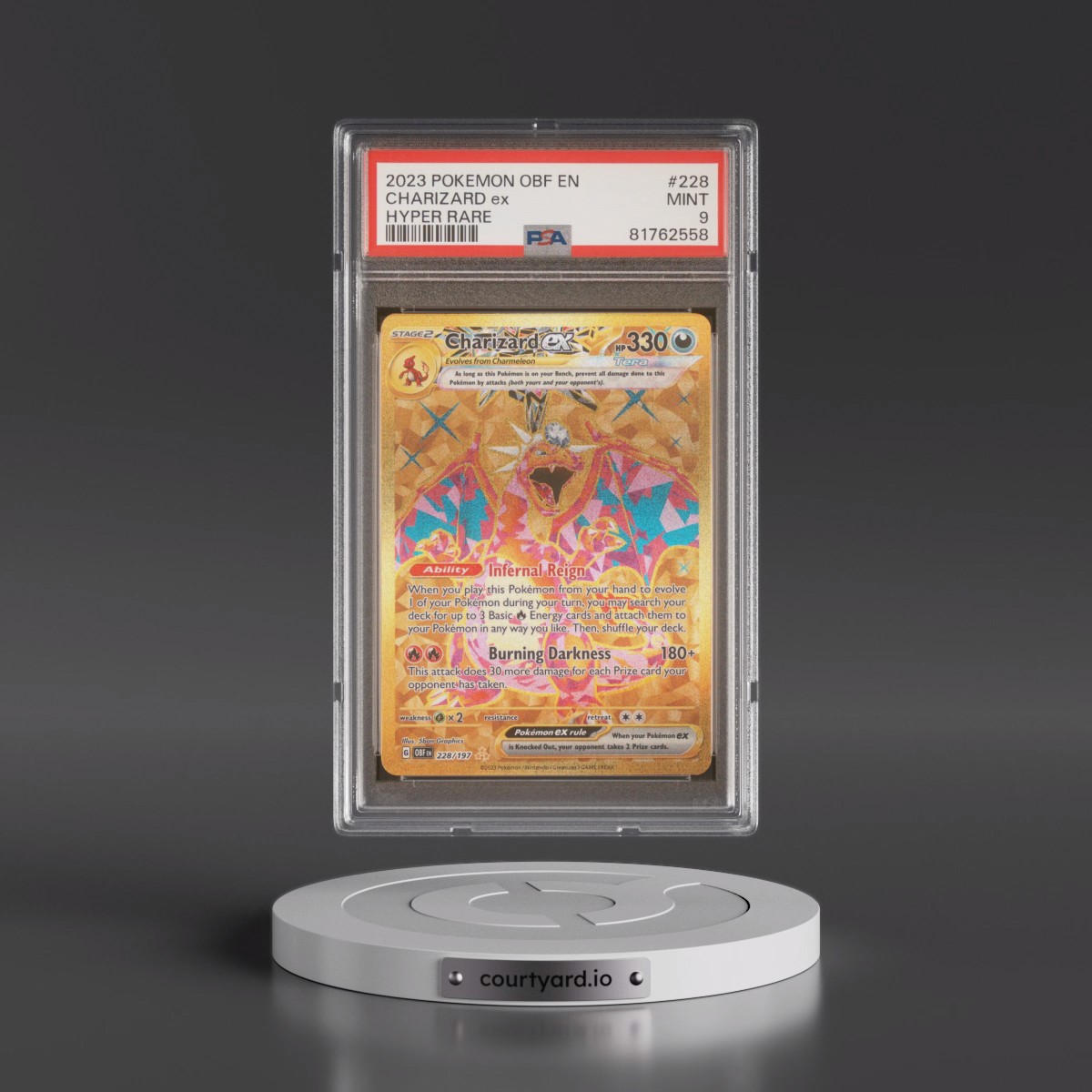2023 Pokémon Obf EN-Obsidian Flames #228 Charizard EX - Holo Hyper Rare (PSA 9 MINT)