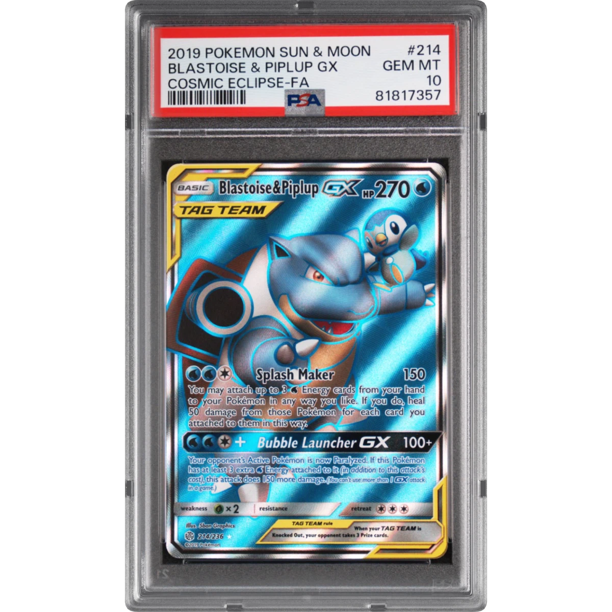 Blastoise & Piplup GX card artwork