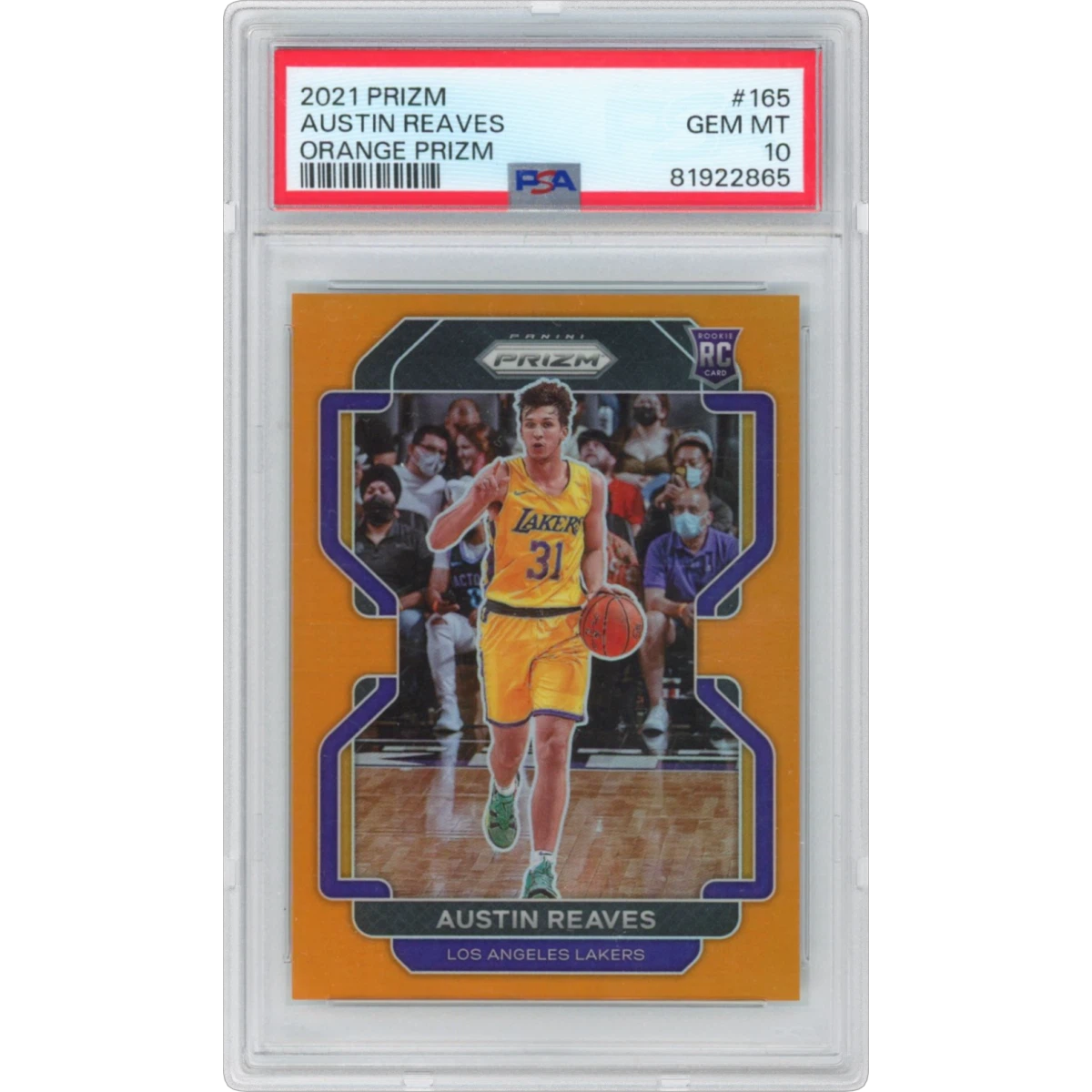 2021 Panini Prizm #165 Austin Reaves - Orange Prizm, PSA 10