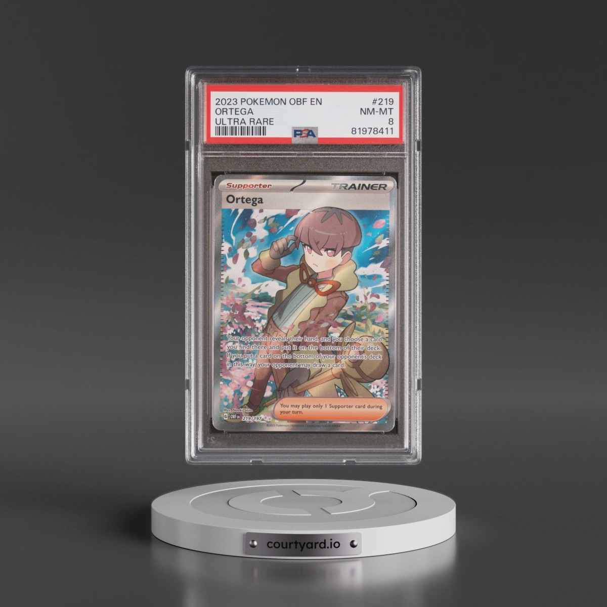2023 Pokémon Obf EN-Obsidian Flames #219 Ortega - Ultra Rare (PSA 8 NM-MT)