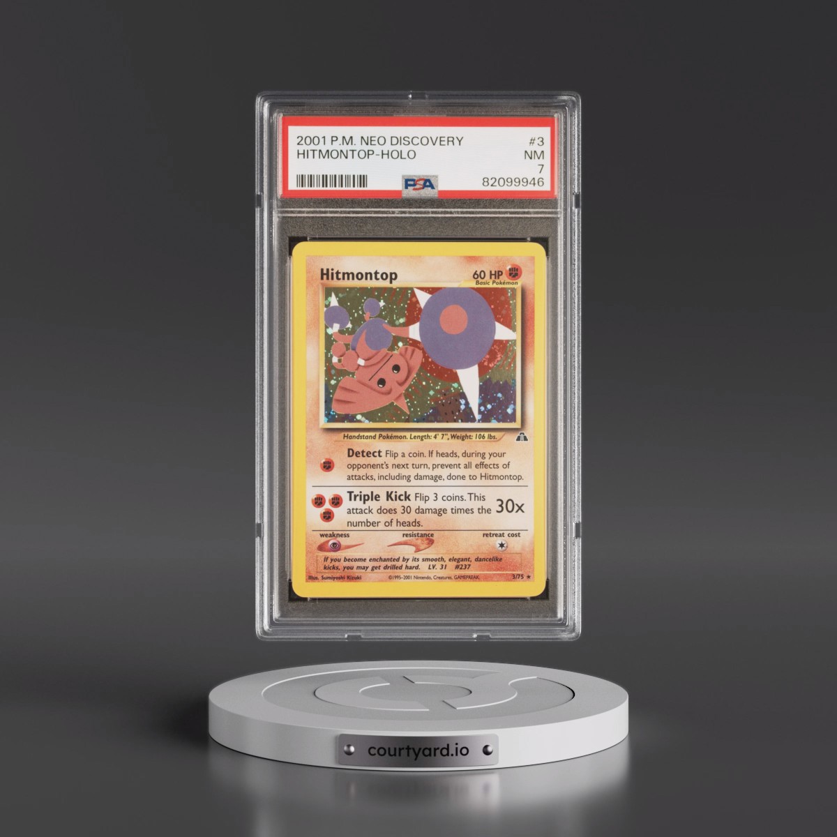 2001 Pokémon Neo Discovery #3 Hitmontop - Holo (PSA 7 NM)