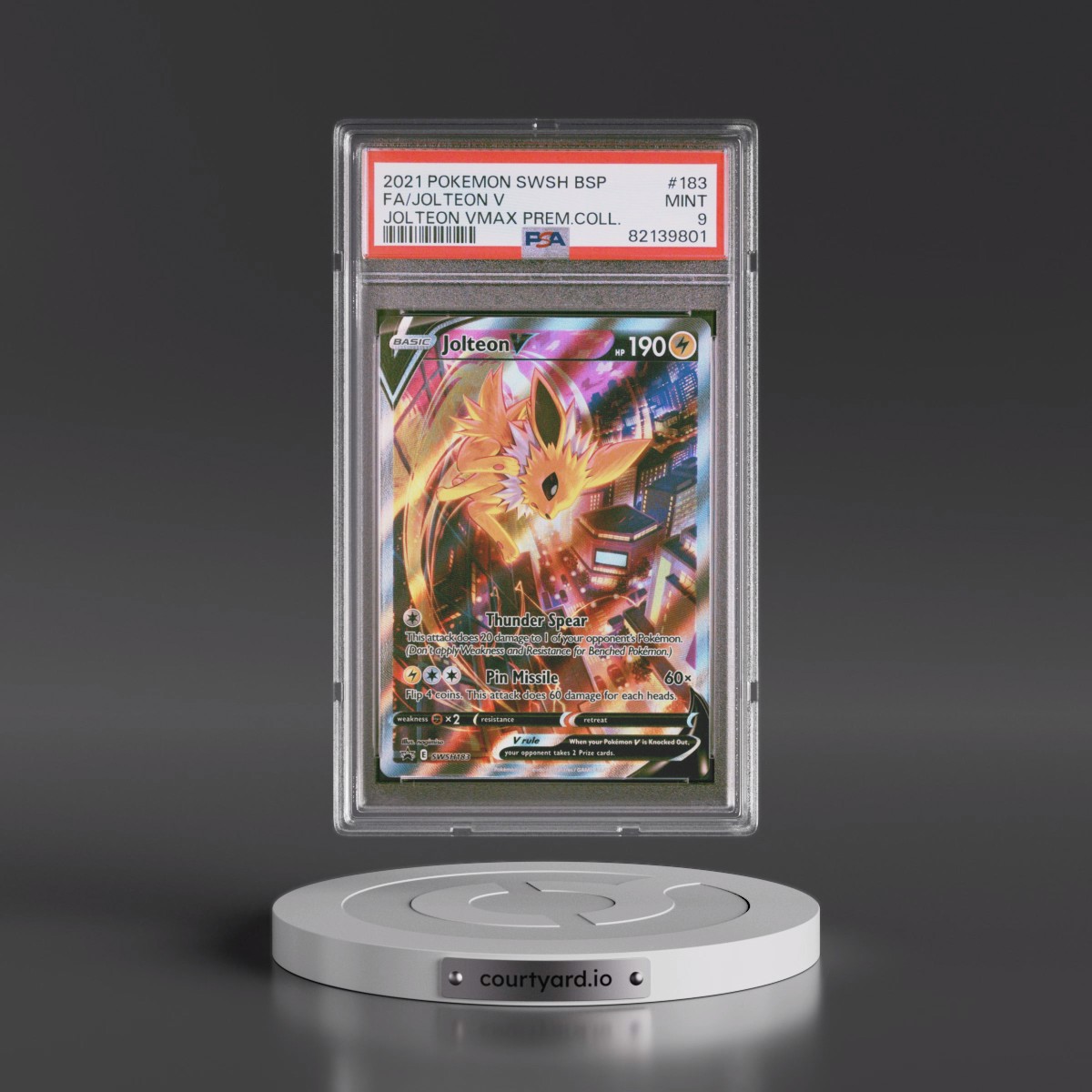 2021 Pokémon Swsh Black Star Promo #183 Jolteon V - Holo Full Art Jolteon Vmax Premium Collection (PSA 9 MINT)