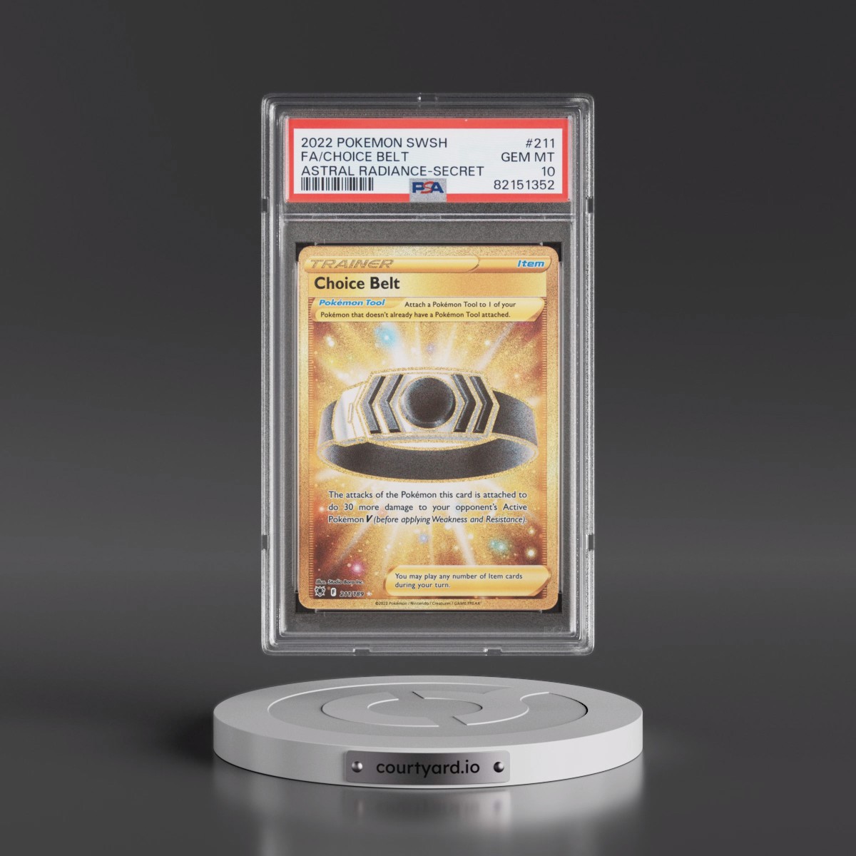 2022 Pokémon Sword & Shield Astral Radiance #211 Choice Belt - Full Art Secret (PSA 10 GEM MINT)