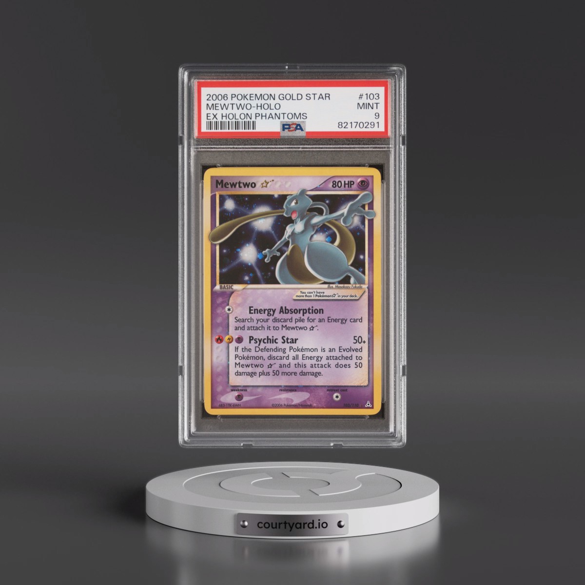 2006 Pokémon EX Holon Phantoms #103 Mewtwo - Holo Gold Star (PSA 9 MINT)