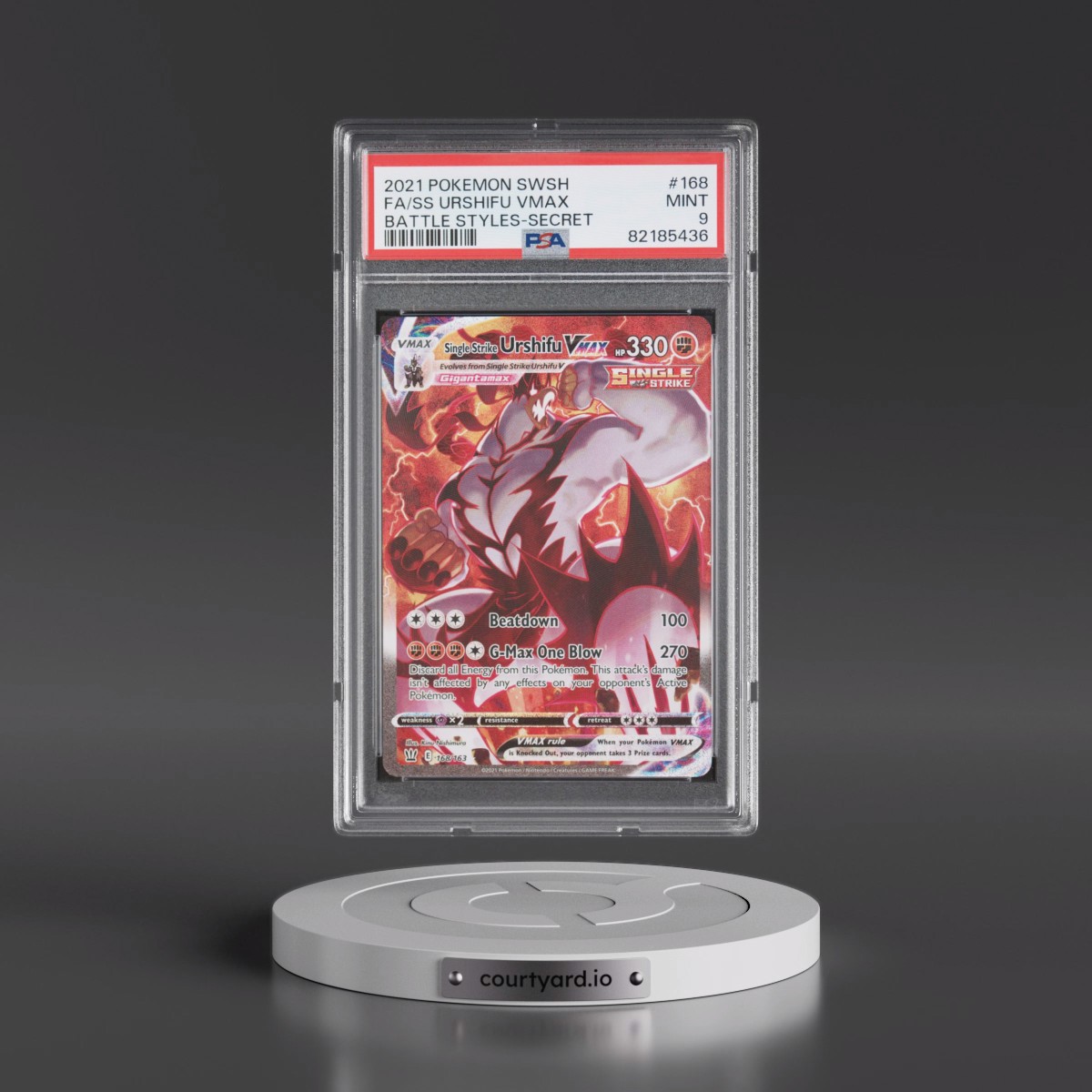 2021 Pokémon Sword & Shield Battle Styles #168 Single Strike Urshifu Vmax - Full Art Secret (PSA 9 MINT)