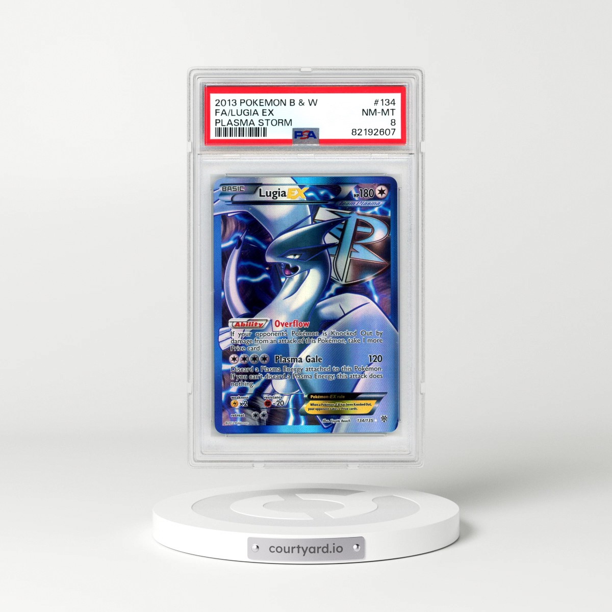 2013 Pokémon Black & White Plasma Storm #134 Lugia EX - Holo Full Art (PSA 8 NM-MT)