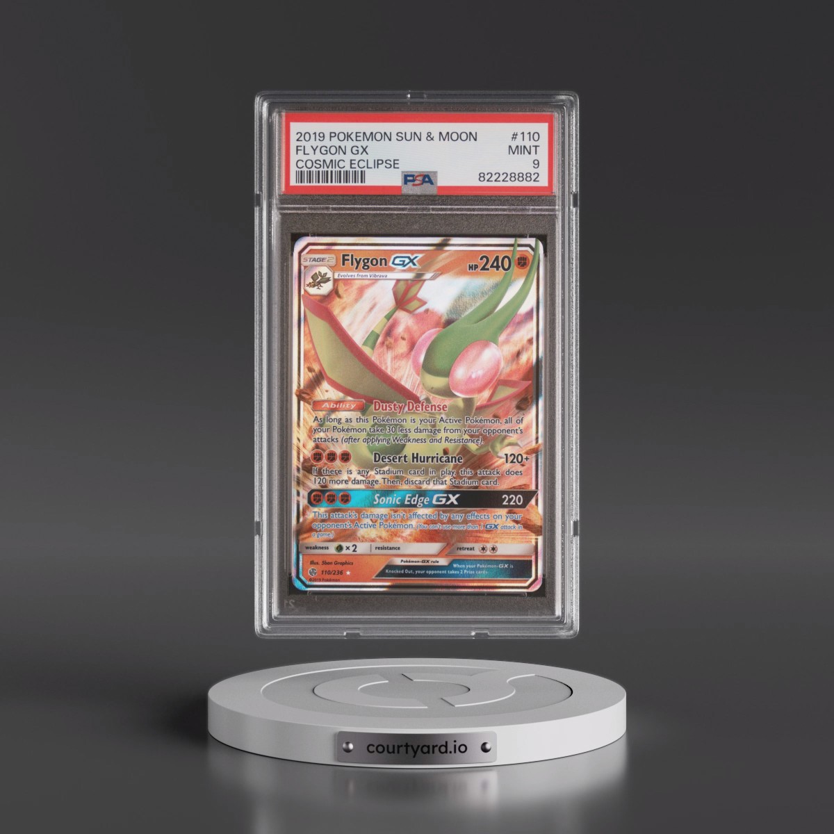 2019 Pokémon Sun & Moon Cosmic Eclipse #110 Flygon GX - Holo (PSA 9 MINT)