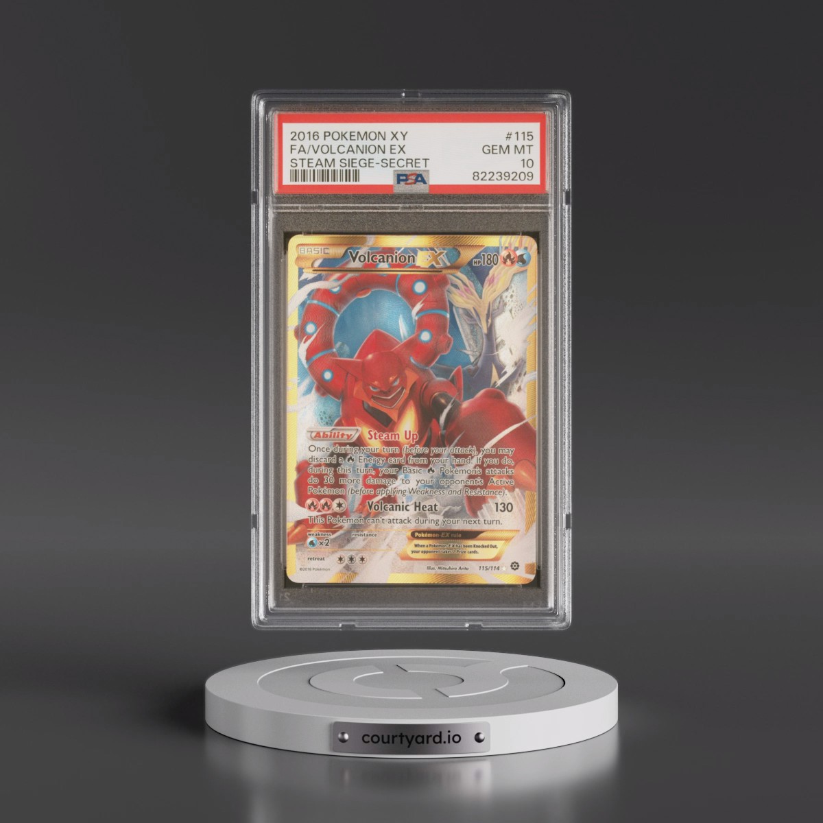 2016 Pokémon XY Steam Siege #115 Volcanion EX - Holo Full Art Secret (PSA 10 GEM MINT)