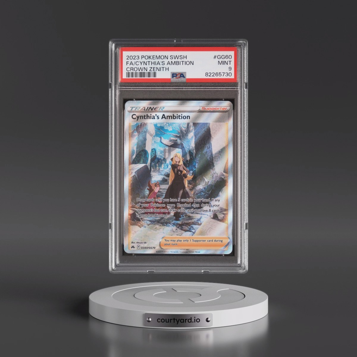2023 Pokémon Sword and Shield Crown Zenith #GG60 Cynthia's Ambition - Full Art (PSA 9 MINT)