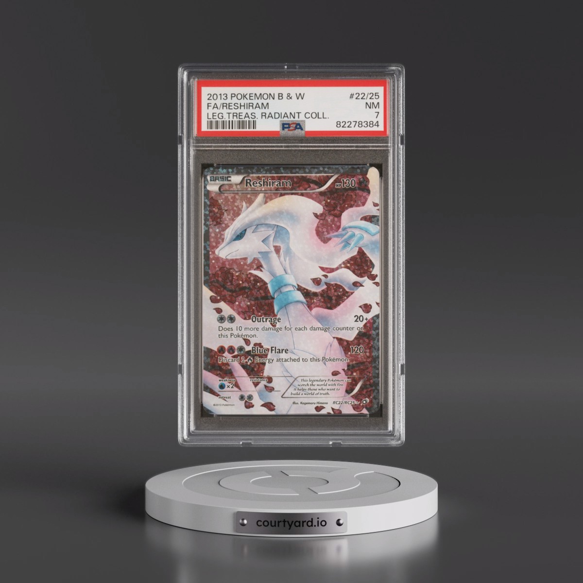 2013 Pokémon Black & White Legendary Treasures Radiant Collection #RC22 Reshiram - Full Art (PSA 7 NM)