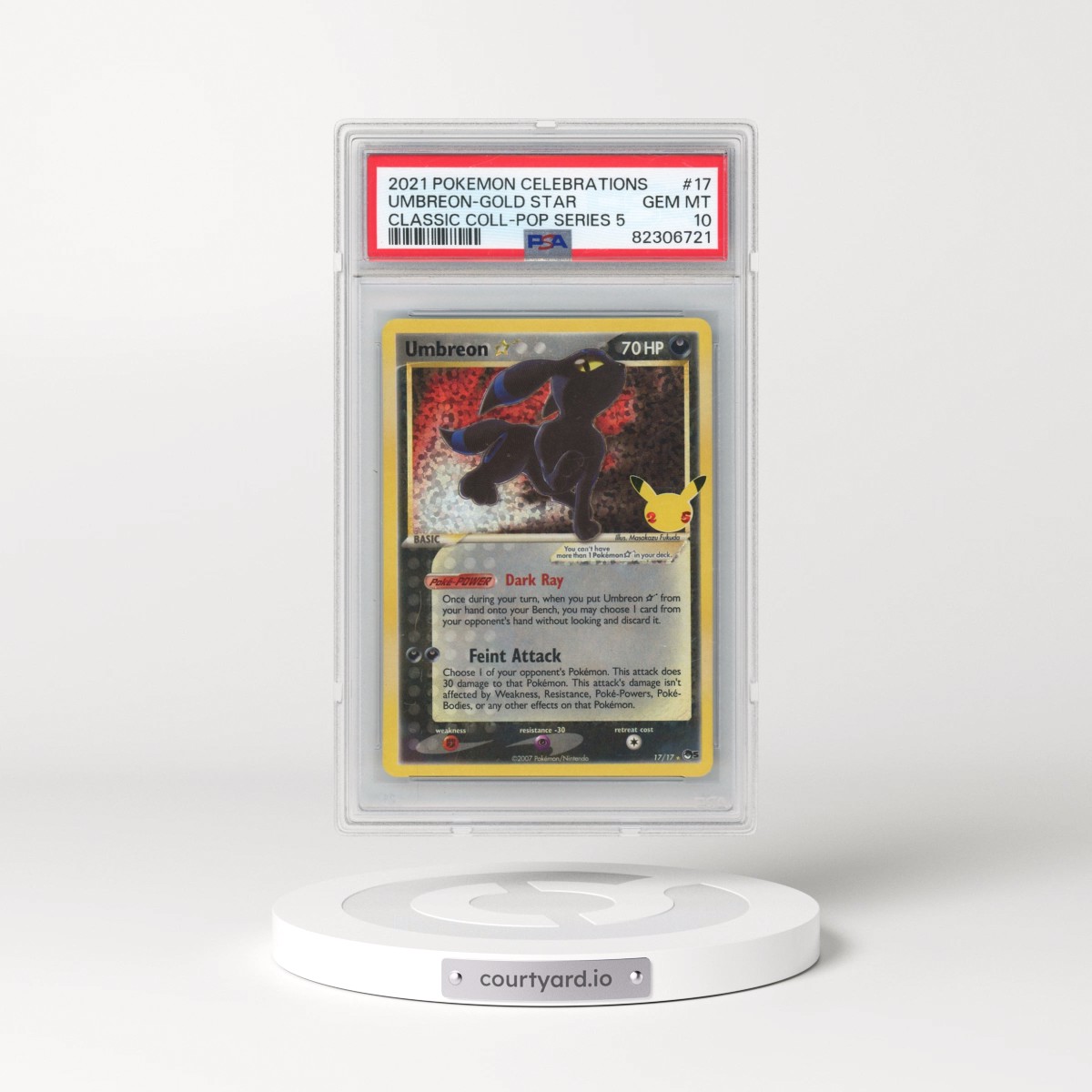 2021 Pokémon Celebrations Classic Collection #17 Umbreon-Gold Star (PSA 10 GEM MINT)