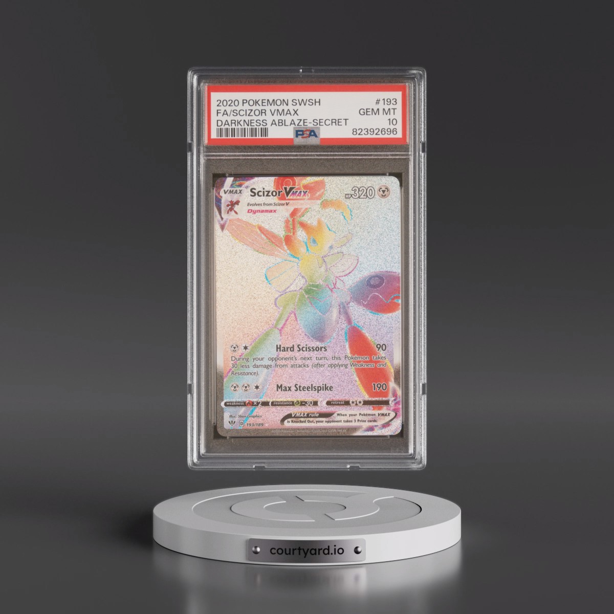 2020 Pokémon Sword & Shield Darkness Ablaze #193 Scizor Vmax - Full Art Secret (PSA 10 GEM MINT)
